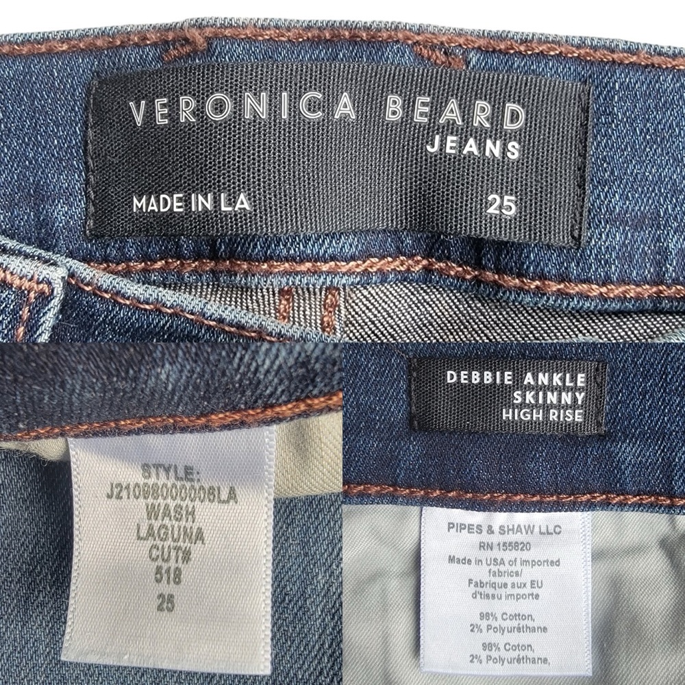 Veronica Beard Debbie High-Rise Button Fly Fray Hem Skinny Jeans Laguna … - Picture 13 of 16